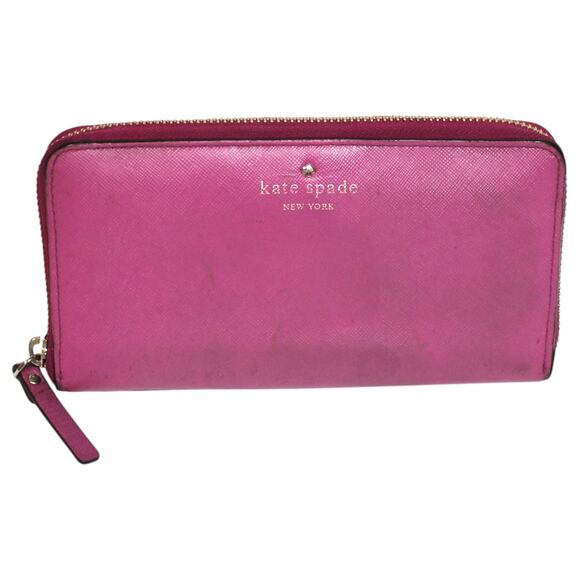 Kate Spade New York Kali Zippered Leather Wallet Pink - Picture 1 of 9